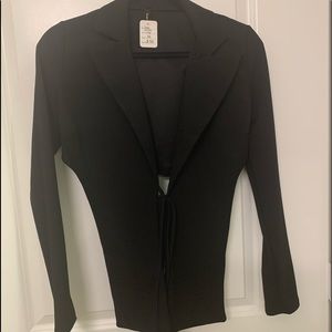 Black Mini Blazer Long Sleeve. Waist Tie. Below Bra Area Exposed. Super Cute